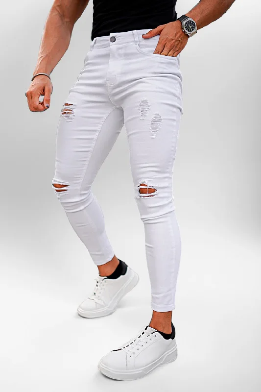 Men's White Skinny Jean - Ripped