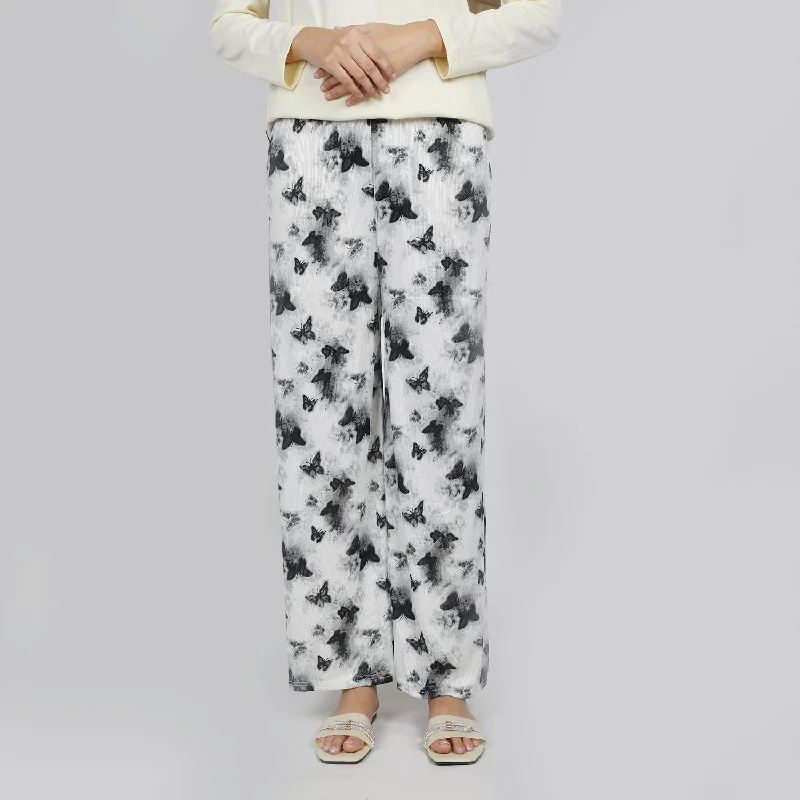 Women's Printed Trouser - White