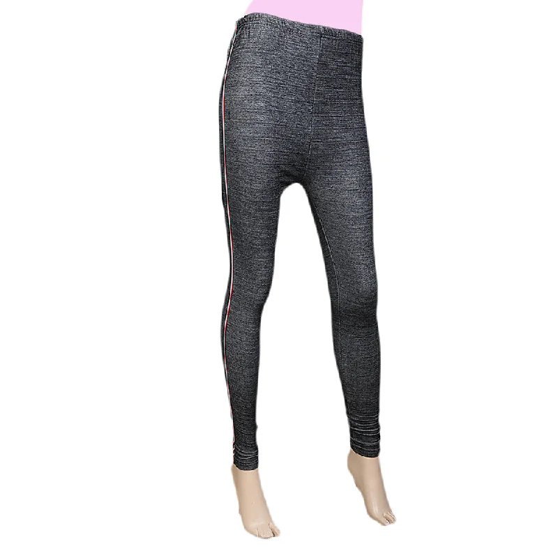 Women's Side Lace Denim Tight- Black