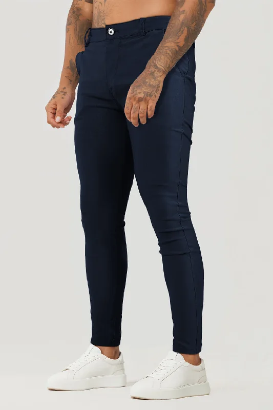 Mens Casual Navy Blue Trousers