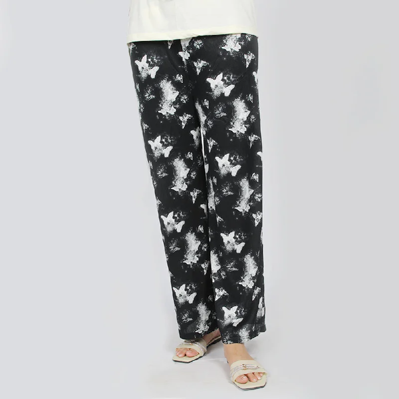 Women's Printed Trouser - Black