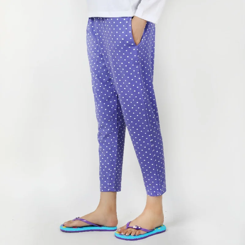 Women's Stretched Printed Trouser - Light Purple