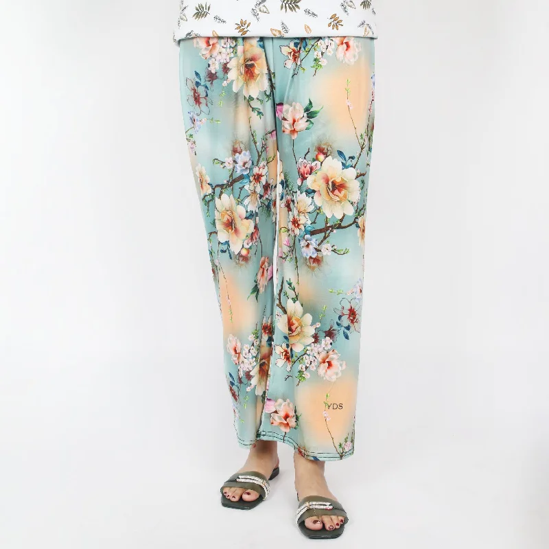 Women's Printed Trouser - Cyan