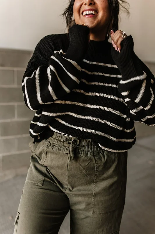 Aimee Striped Sweater - Black