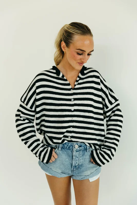 Alfie Striped Cardigan - Ivory/Black