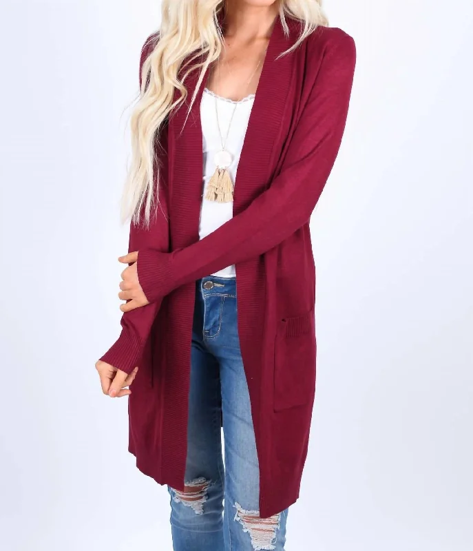 Boyfriend Cardigan In Burgundy