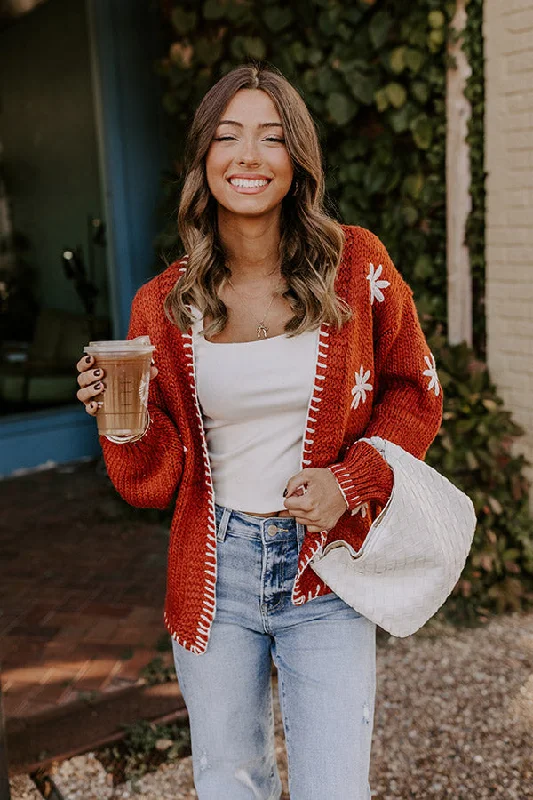 Chai Latte Please Knit Cardigan in Rust