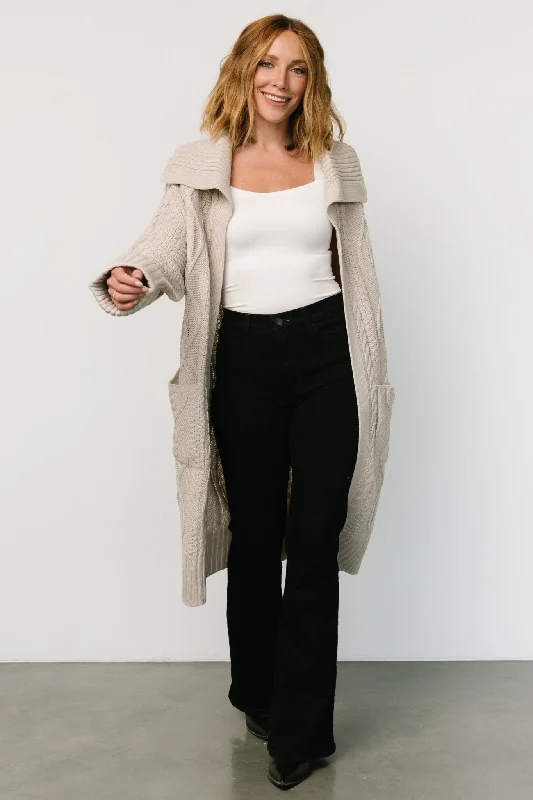 Devon Cable Knit Cardigan | Oatmeal