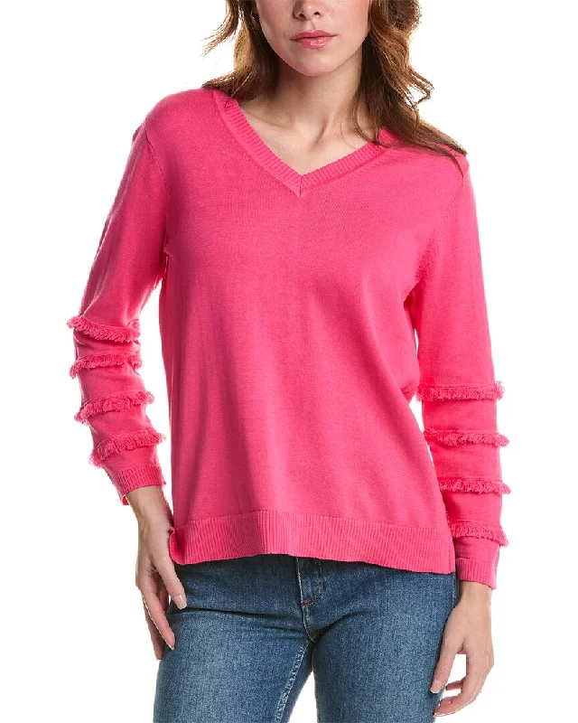 Edinburgh Knitwear Fringe V-Neck Sweater