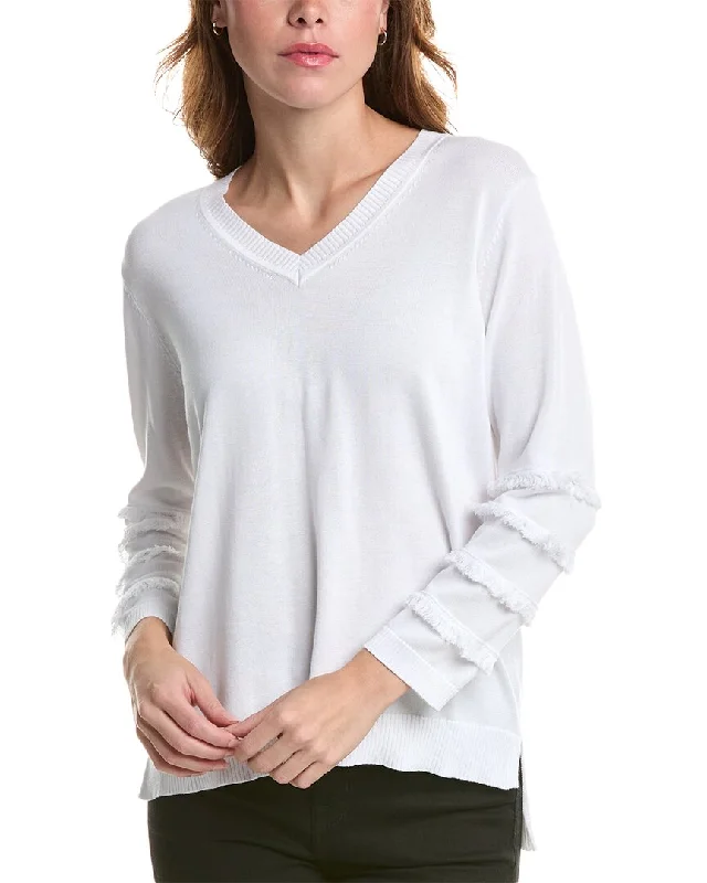 Edinburgh Knitwear Fringe V-Neck Sweater