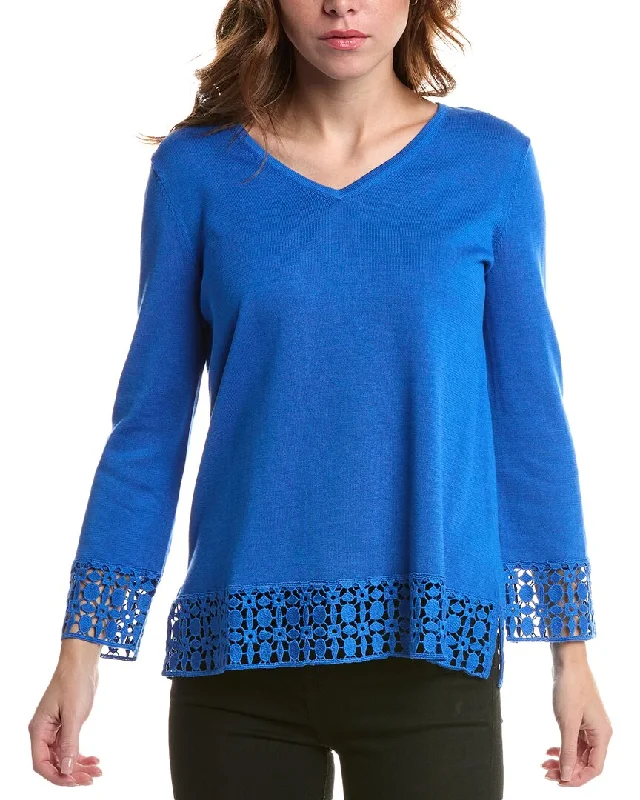 Edinburgh Knitwear Lace V-Neck Sweater