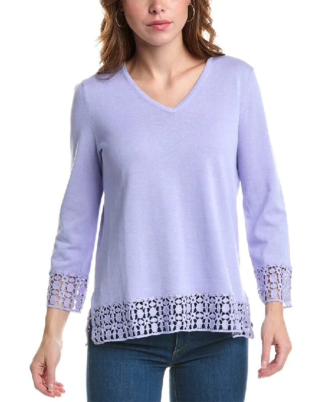 Edinburgh Knitwear Lace V-Neck Sweater