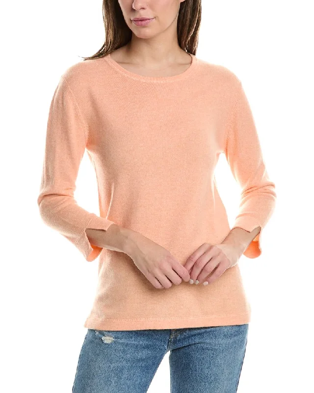 Forte Cashmere 3/4-Sleeve Crew Cashmere Sweater