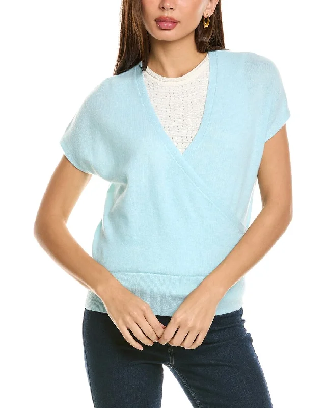 Forte Cashmere Cap Sleeve Surplice Cashmere Sweater