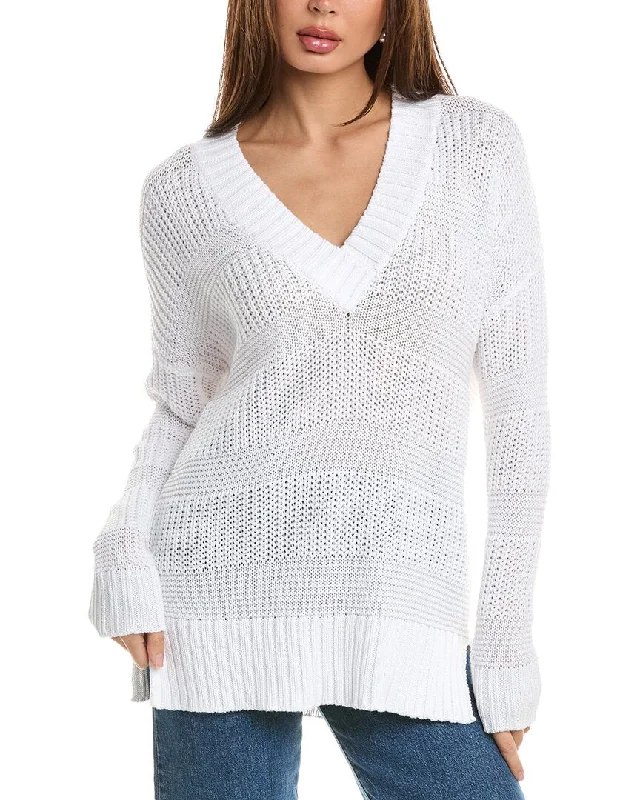 Forte Cashmere Easy Textured V-Neck Sweater