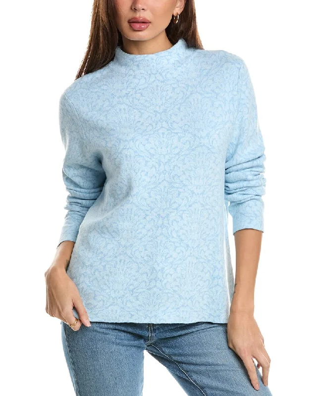 Forte Cashmere Medallion Funnel Cashmere-Blend Sweater