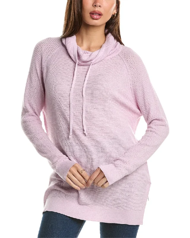 Forte Cashmere Thermal Drawstring Funnel Cashmere-Blend Sweater