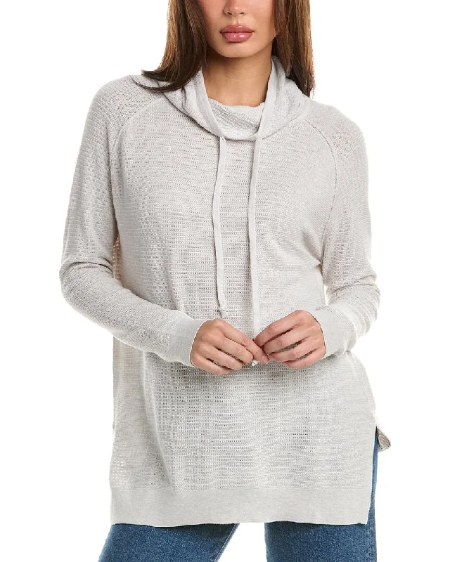 Forte Cashmere Thermal Drawstring Funnel Cashmere-Blend Sweater