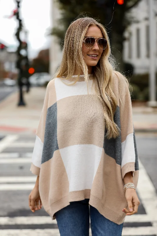 Love All Of You Ivory Color Block Oversized Sweater