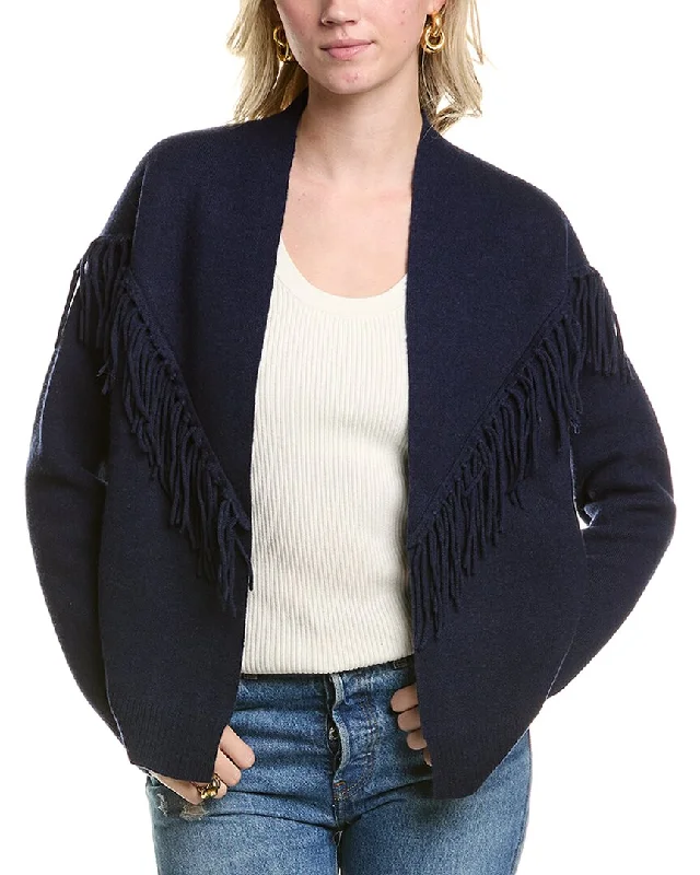 MEIR Fringe Wool & Cashmere-Blend Cardigan