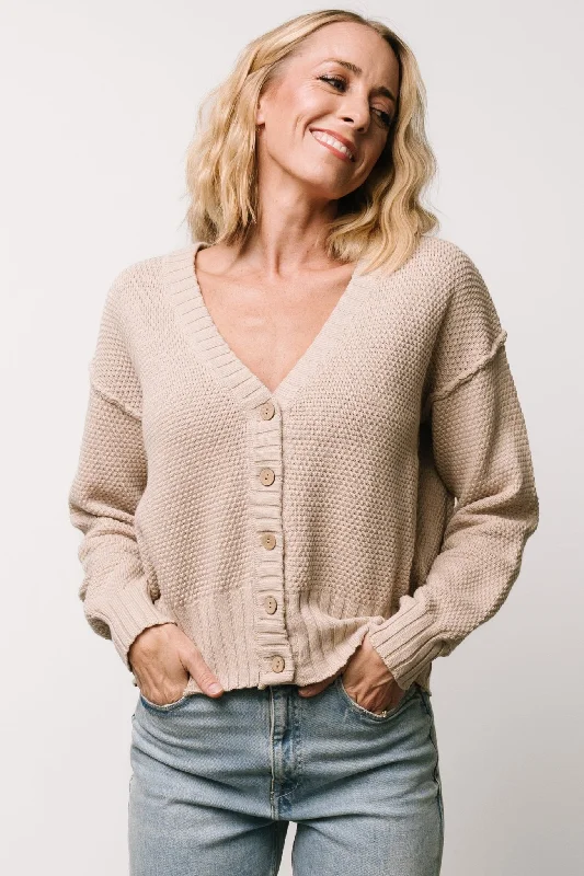 Milo Waffle Knit Cardigan | Natural