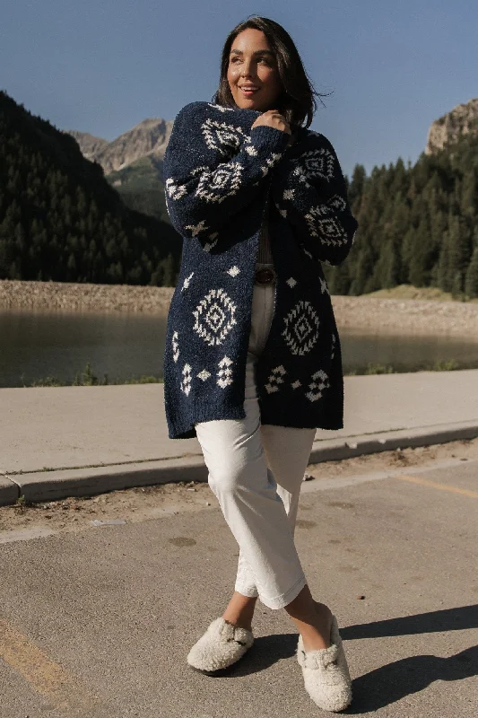 Missoula Oversized Cardigan | Navy + Ivory