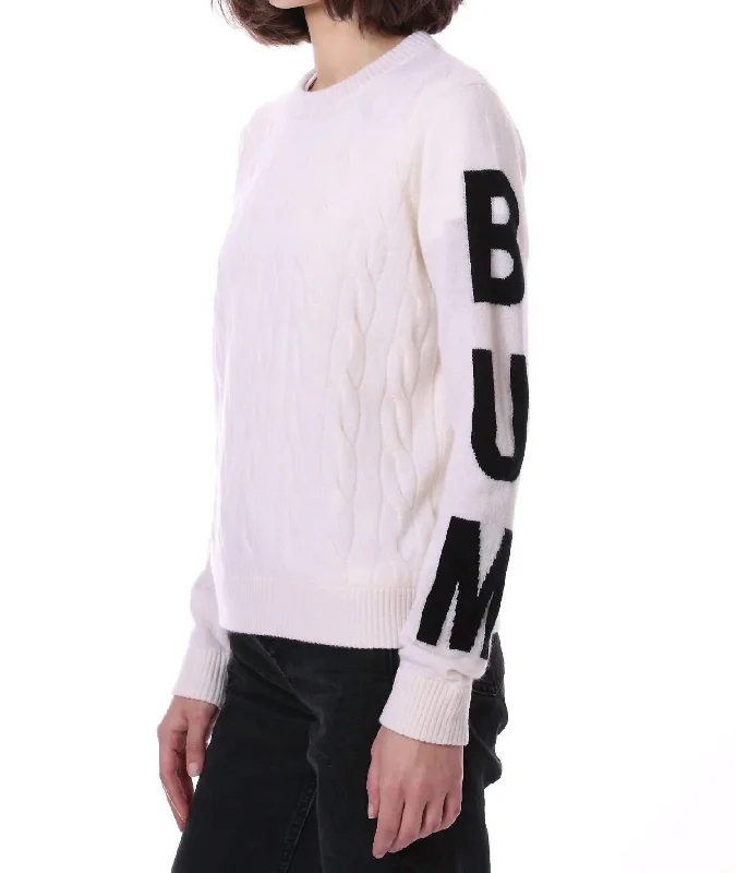 Ski Bum Sweater In White/black