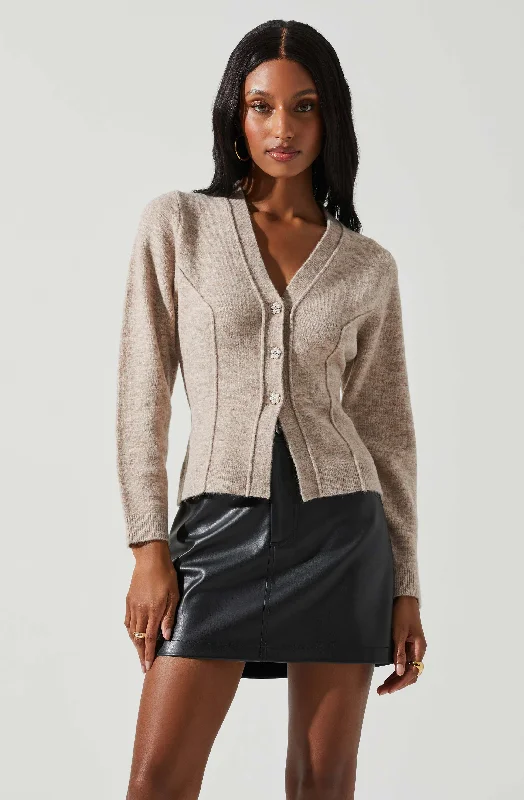 Tamsin Faux Pearl Button Cardigan Sweater