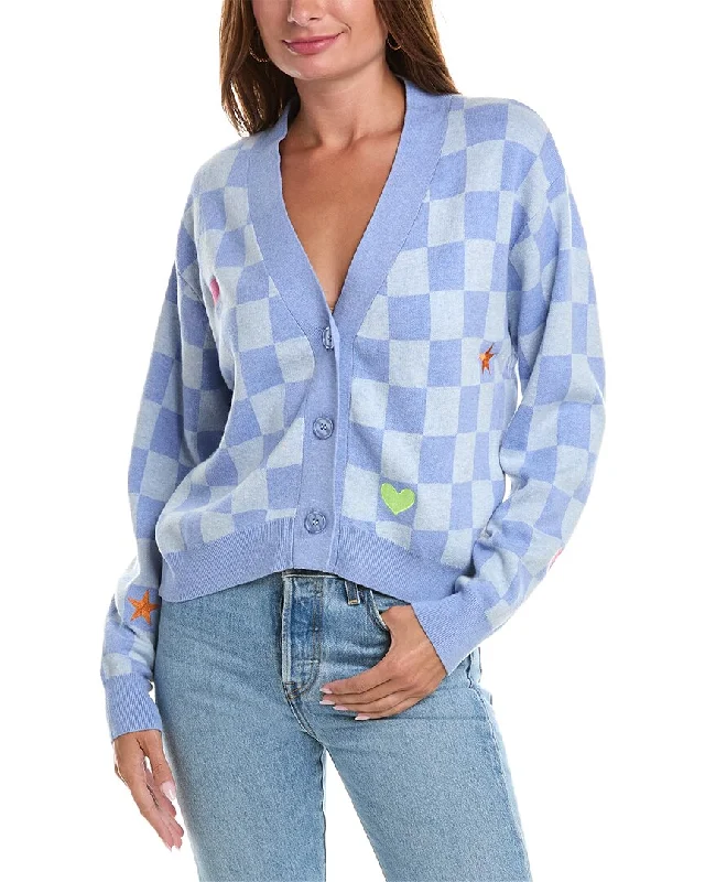 WISPR Cleo Checkerboard Silk-Blend Cardigan