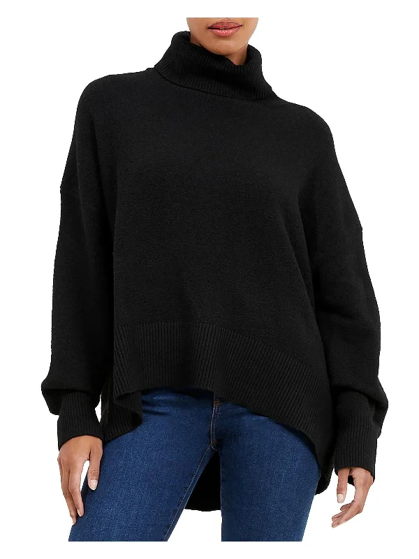 Womens Ribbed Trim Knit Turtleneck Sweater