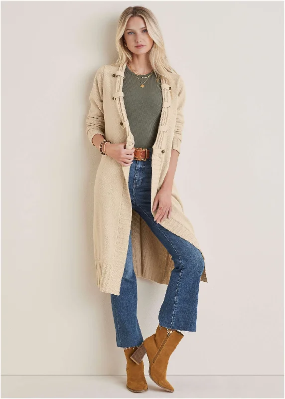 Button Detail Duster  - Oatmeal