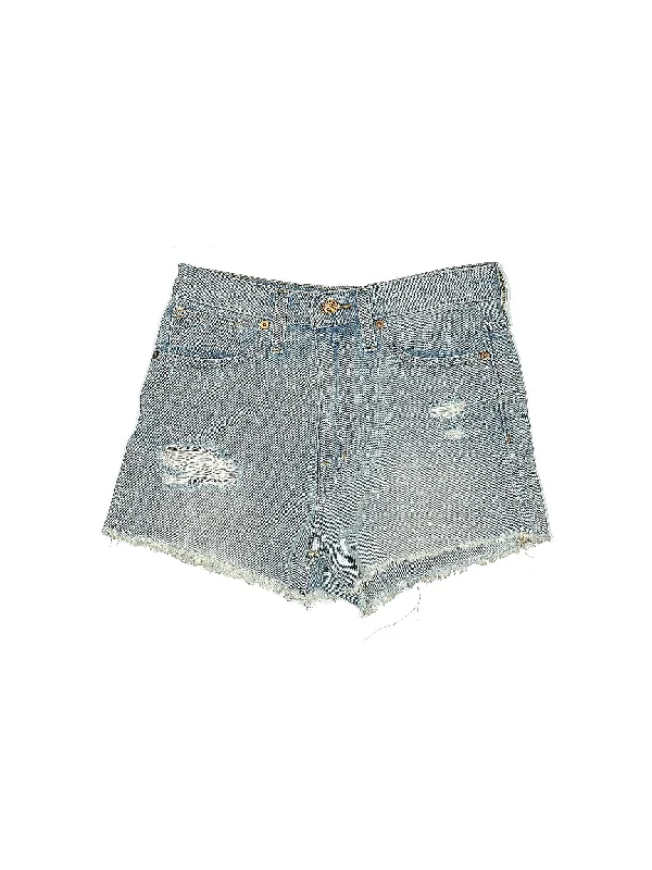 High-Rise Denim Shorts in Light Wash