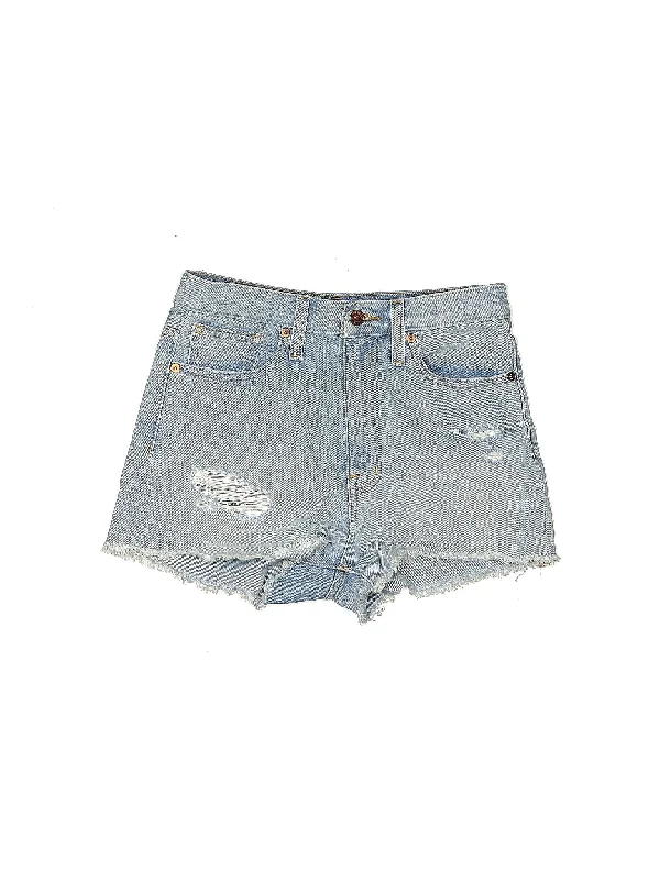 High-Rise Denim Shorts in Light Wash