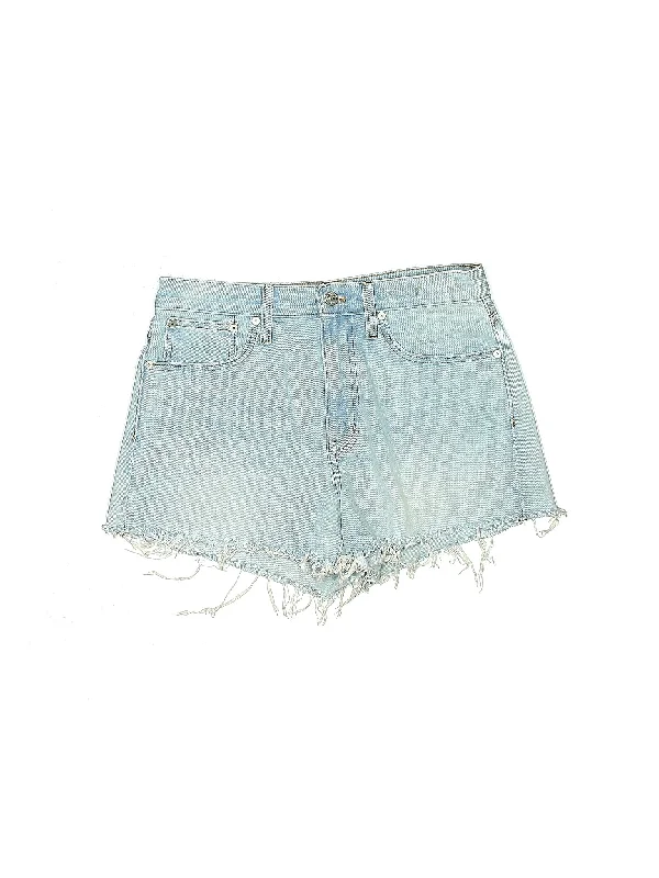 High-Rise Denim Shorts in Light Wash