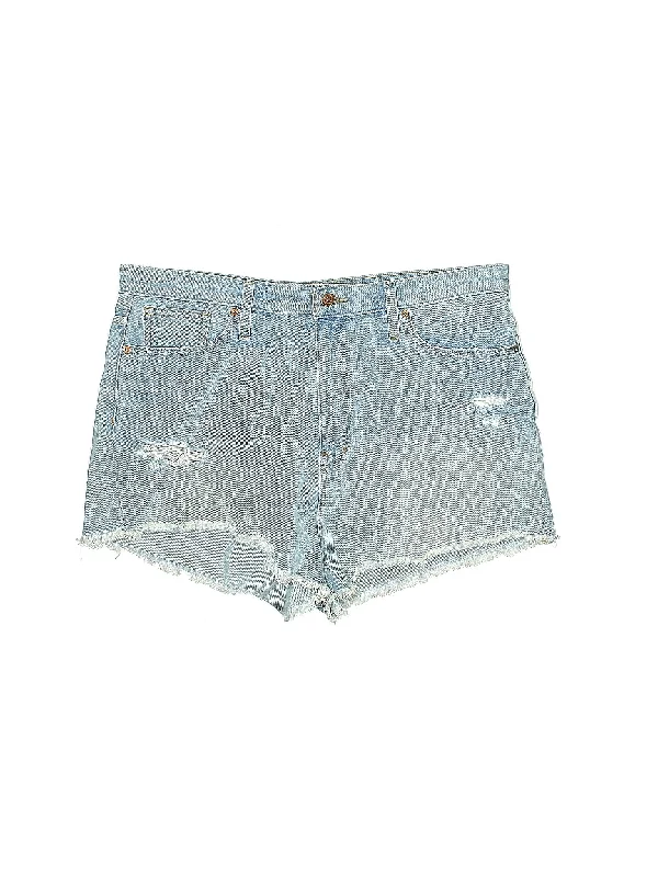 High-Rise Denim Shorts in Light Wash