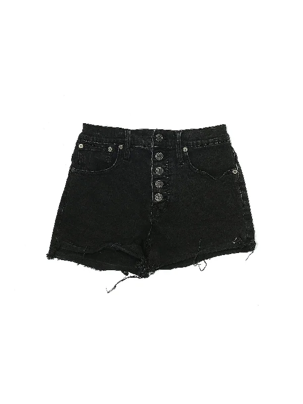 Mid-Rise Denim Shorts in Dark Wash