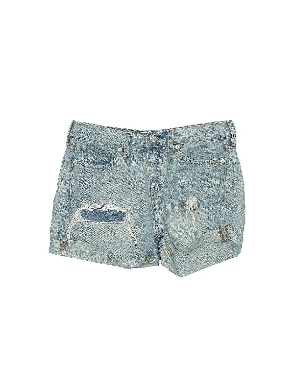 Mid-Rise Denim Shorts in Light Wash