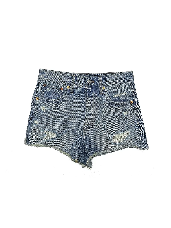 Mid-Rise Denim Shorts in Light Wash