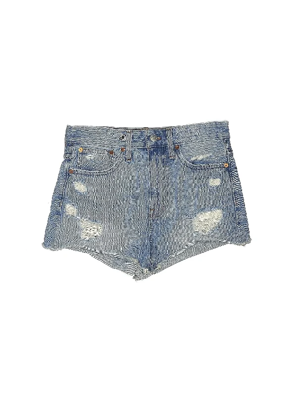 Mid-Rise Denim Shorts in Light Wash