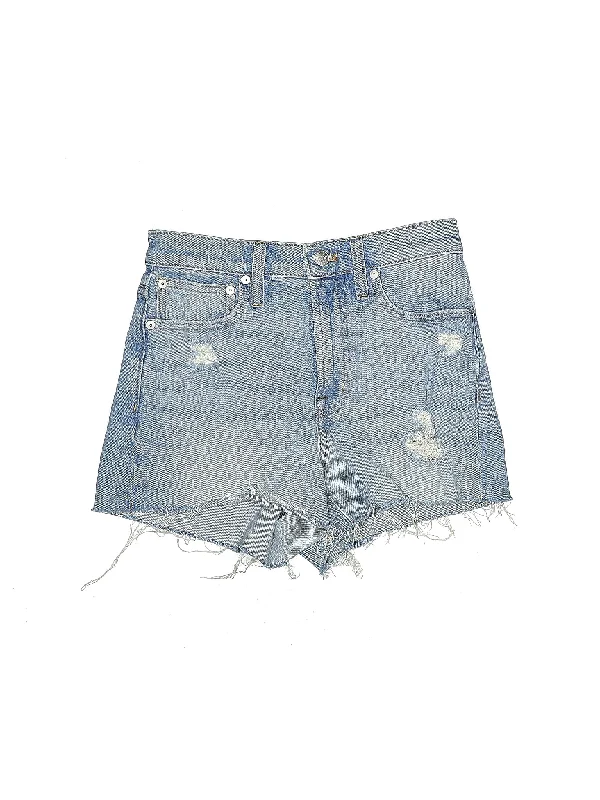 Mid-Rise Denim Shorts in Light Wash