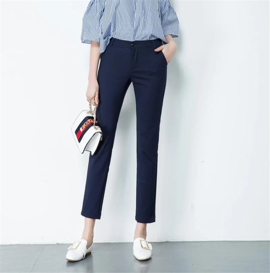 Slim High-Waist Pencil Pants