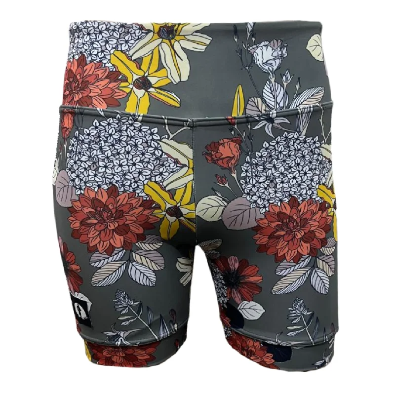 High Waist Funky Pants - Grey Floral Charms