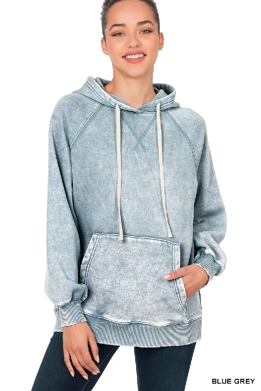 Zenana Mineral Washed Hooded Sweatshirt OTW-4551