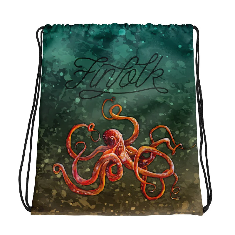 Curious Kraken Drawstring Bag