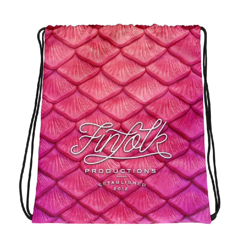 Plumeria Pink Drawstring Bag