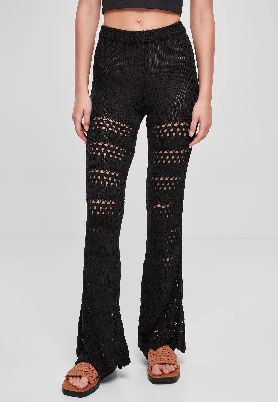 Urban Classics - Ladies Flared Crochet Knit Black - Pants